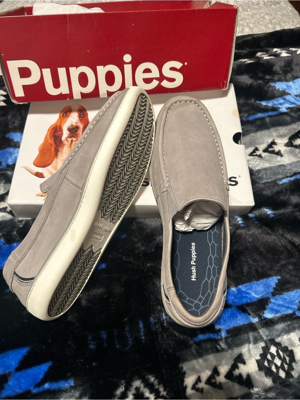 Hush Puppies Men’s Light Gray Suede Slip-On Loafers